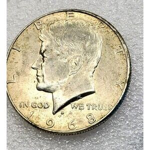 1968-D Kennedy Half Dollar • 40% Silver • Circulated • Vintage U.S. Coin
